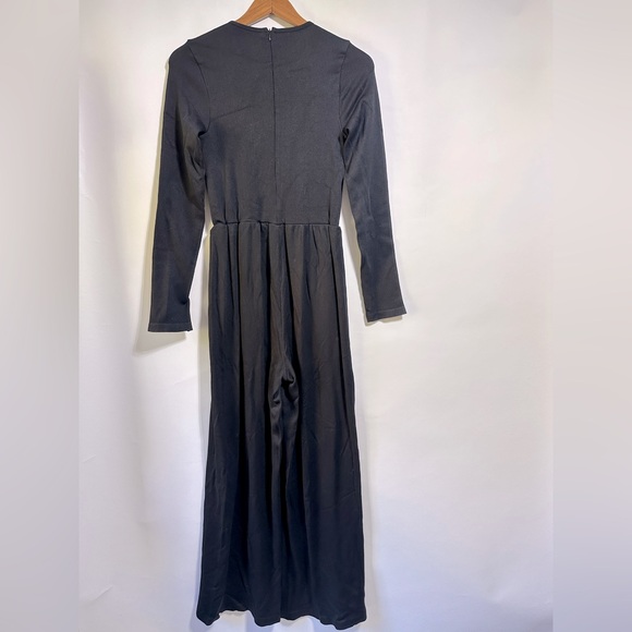 OQQ black Long Sleeve dressy Casual Wide Leg Pants Jumpsuit stretch Large - Picture 6 of 8